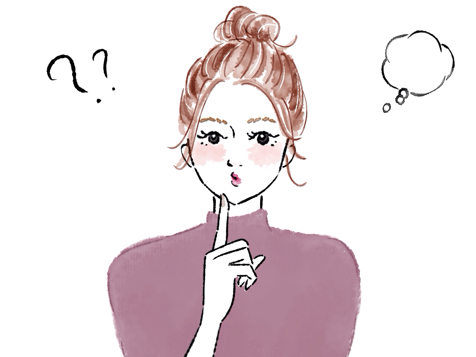 言葉が出てこず困っている女性起業家のイラスト